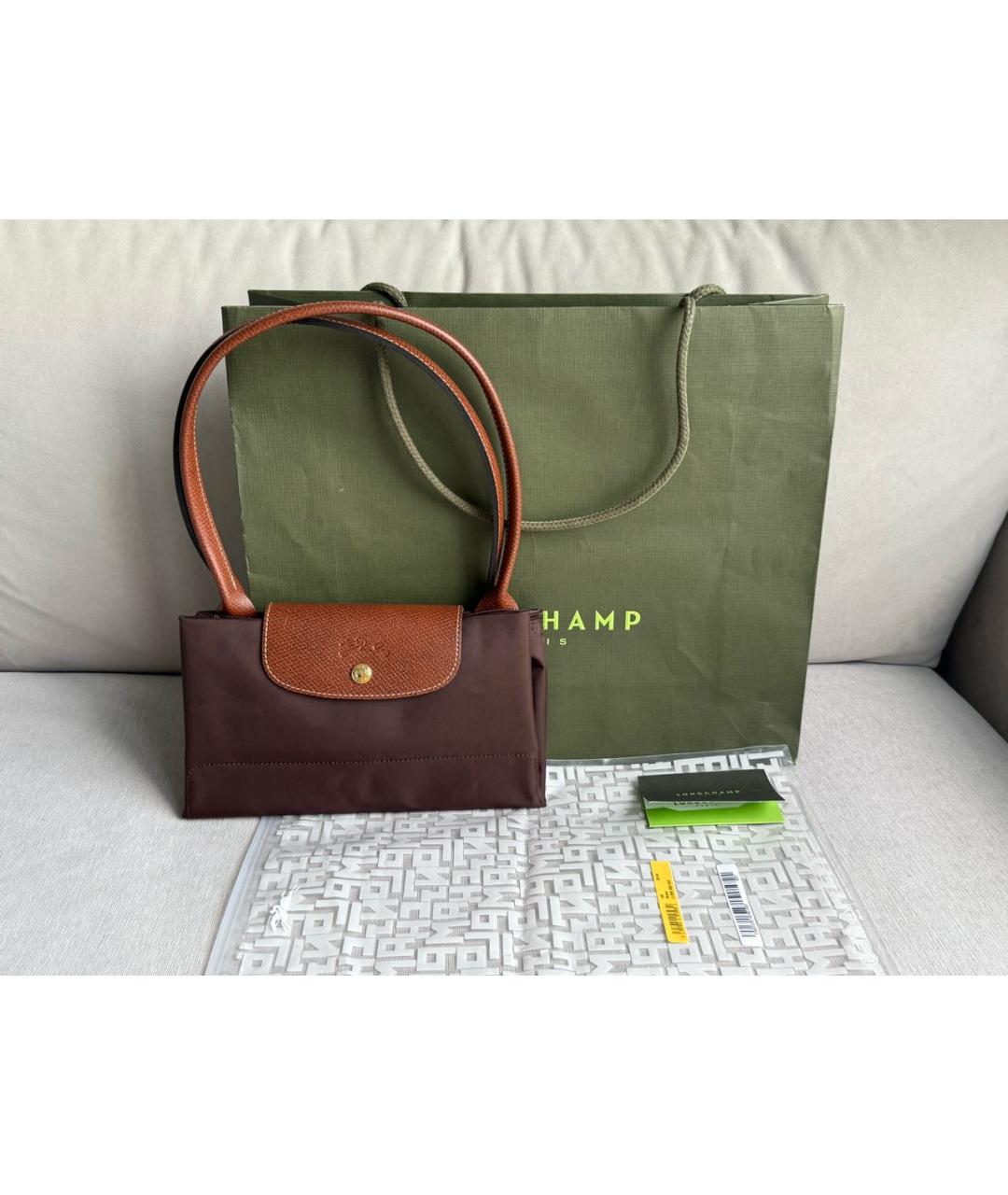 LONGCHAMP Коричневая кожаная сумка тоут, фото 5