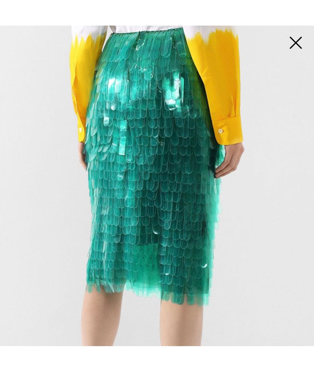 DRIES VAN NOTEN Зеленая полиуретановая юбка миди, фото 4