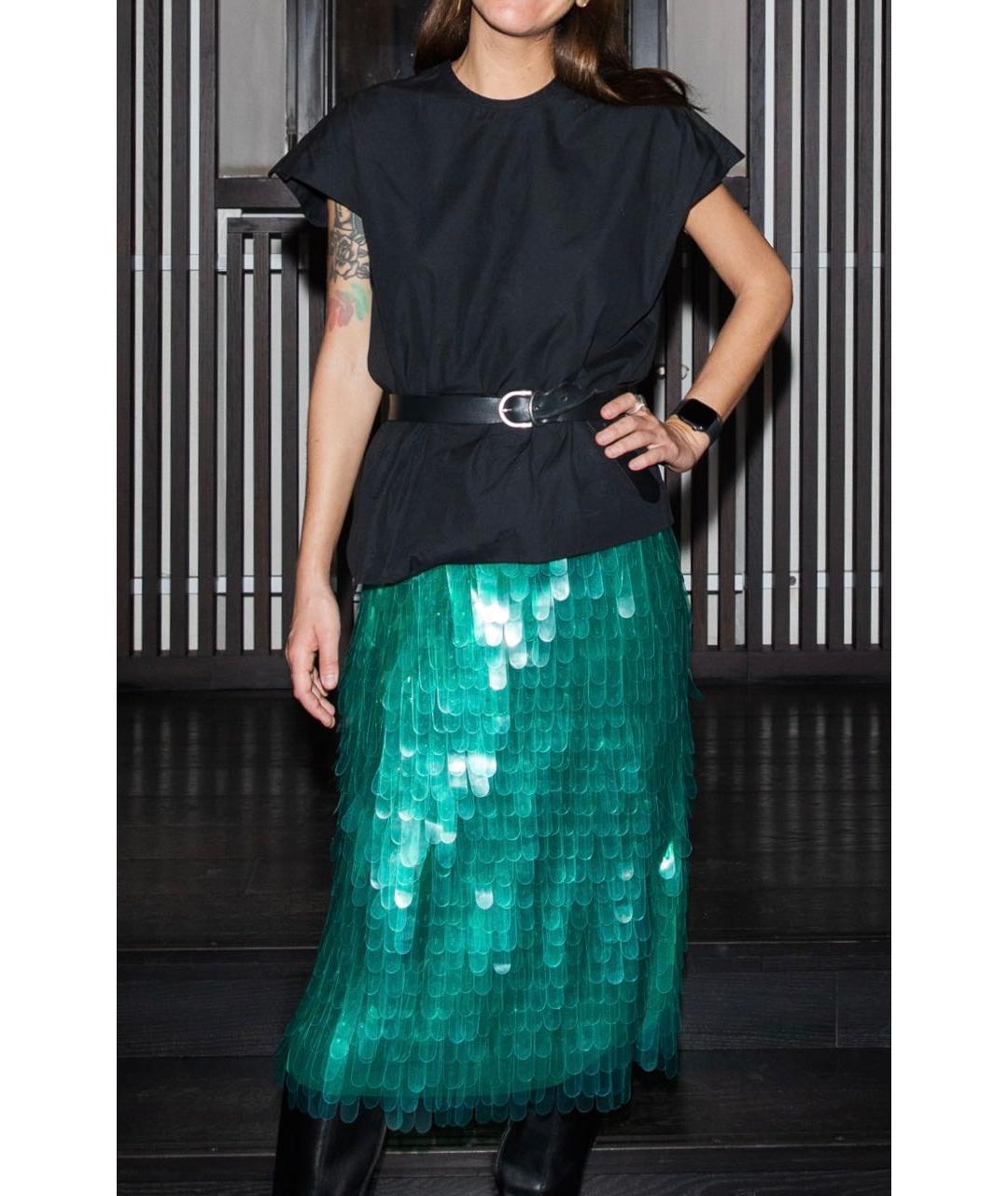 DRIES VAN NOTEN Зеленая полиуретановая юбка миди, фото 2