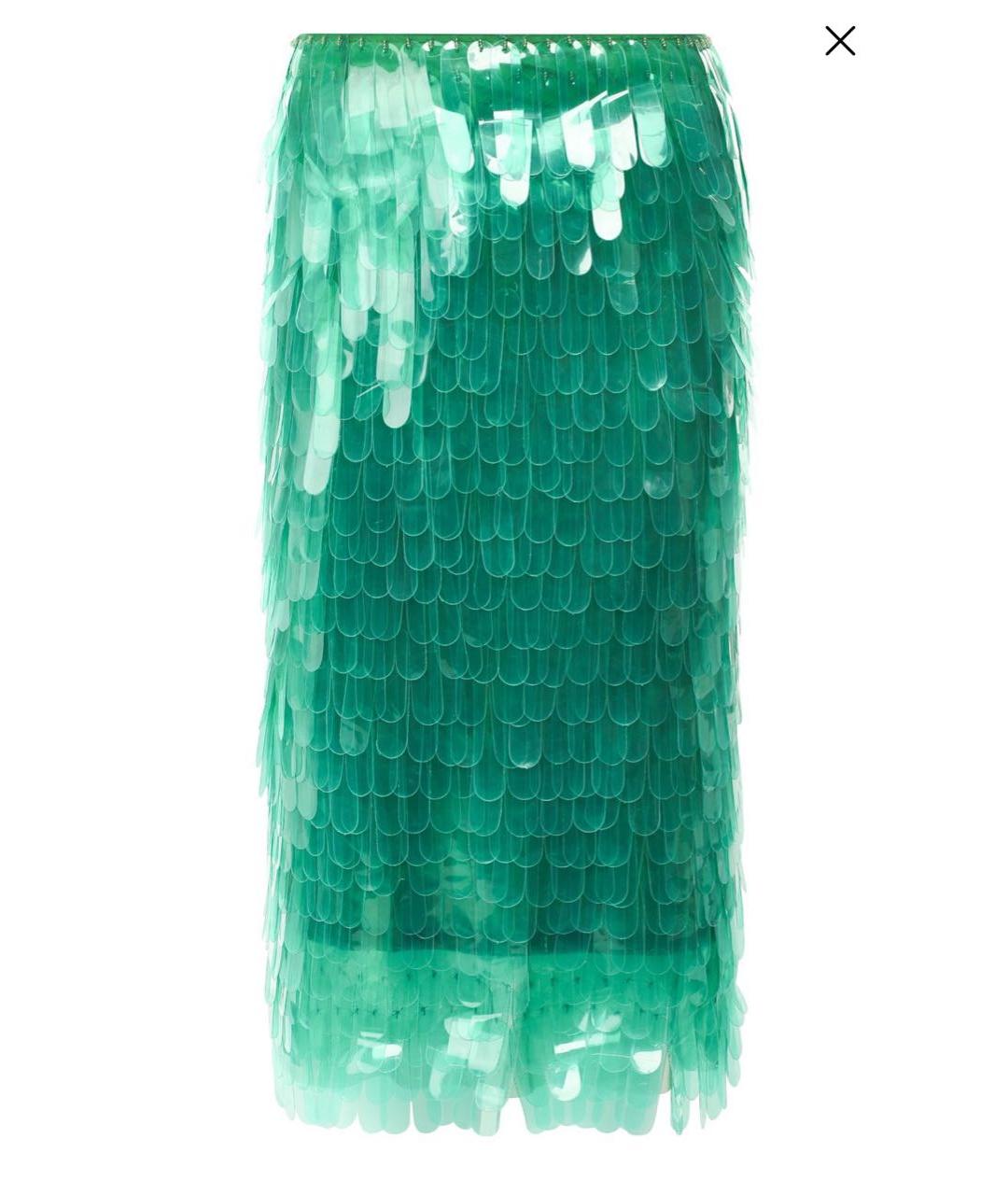 DRIES VAN NOTEN Зеленая полиуретановая юбка миди, фото 1