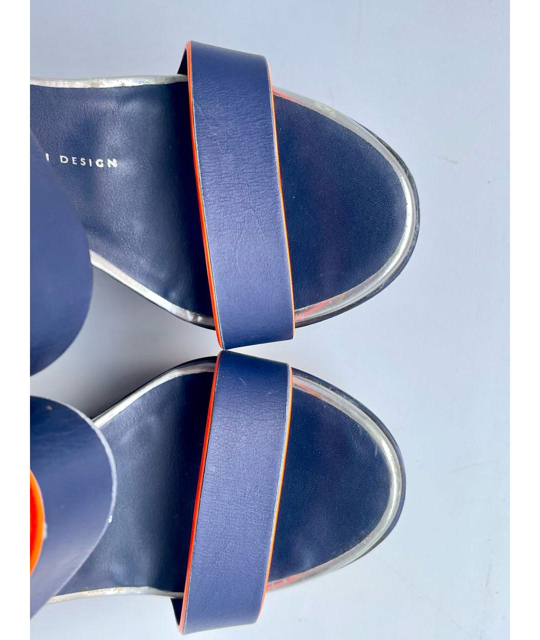 GIUSEPPE ZANOTTI DESIGN Темно-синие кожаные сабо, фото 8