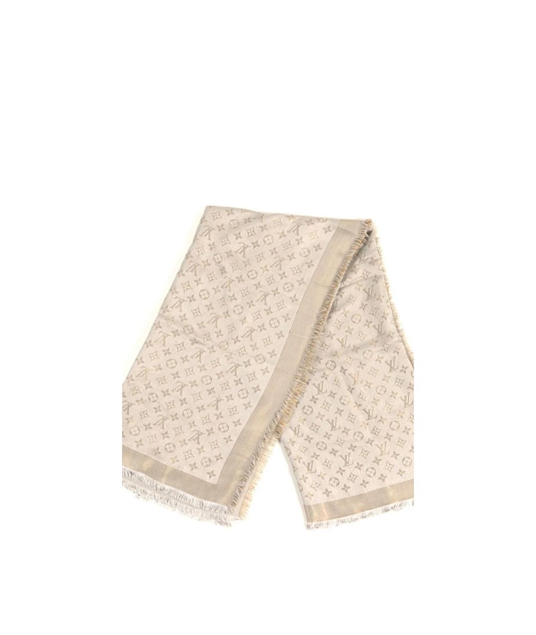 LOUIS VUITTON Золотой шелковый платок, фото 5
