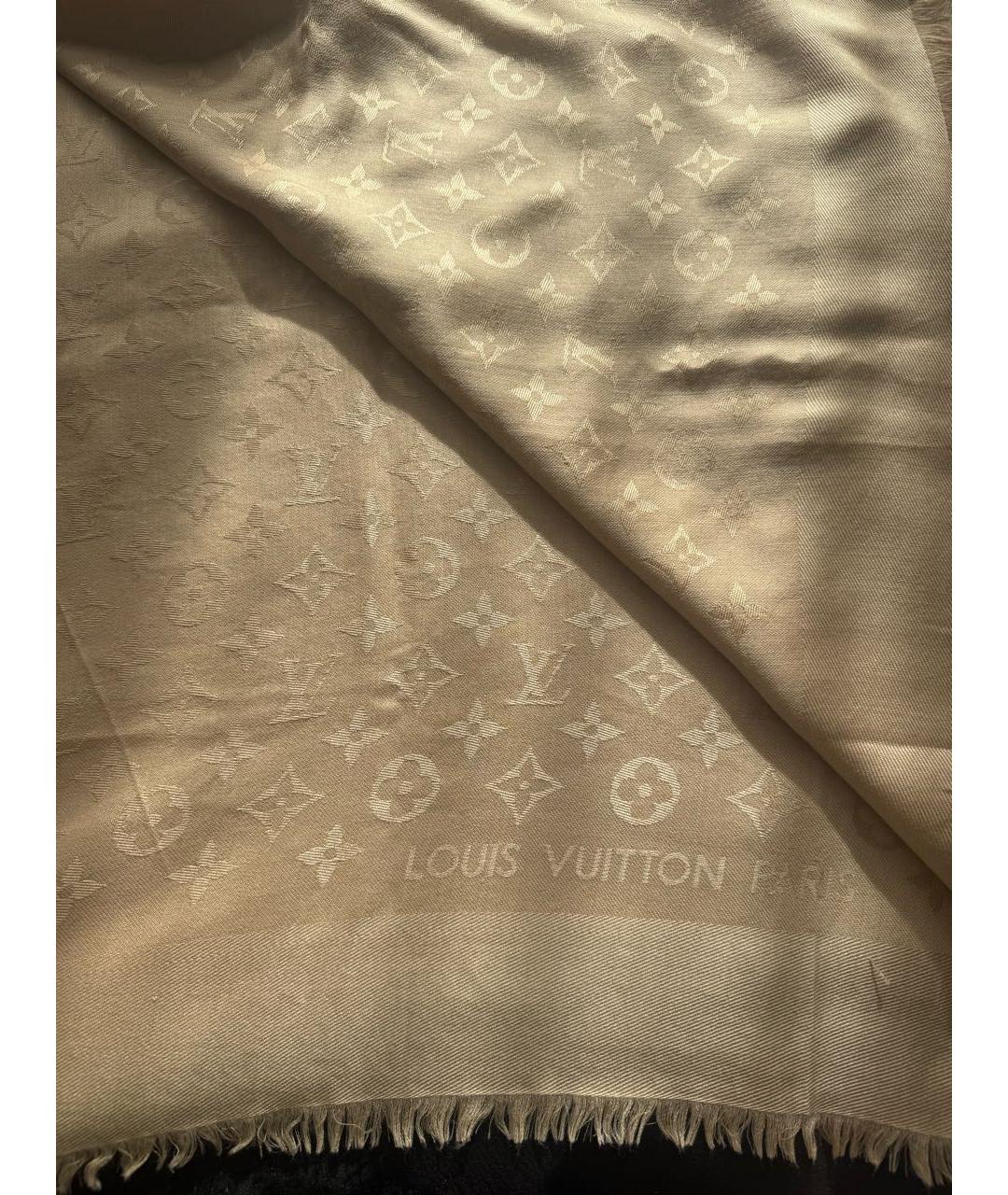 LOUIS VUITTON Золотой шелковый платок, фото 2