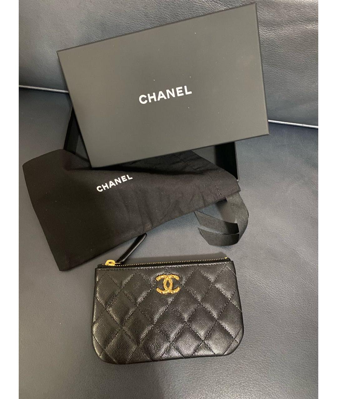 CHANEL Черный кожаный кошелек, фото 3