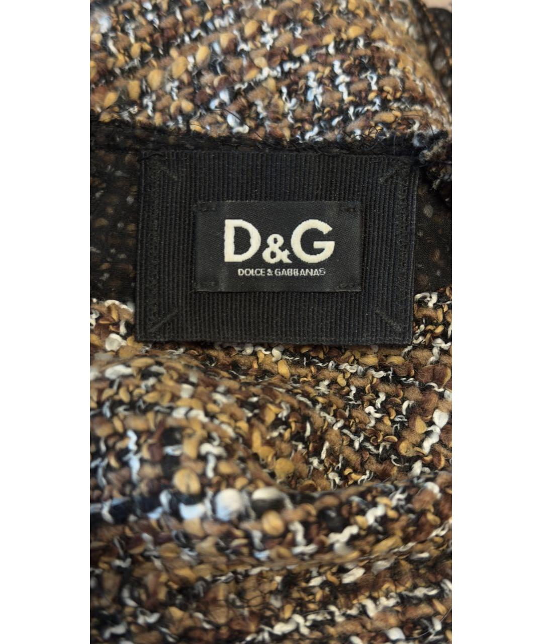 DOLCE&GABBANA Коричневое твидовое повседневное платье, фото 2