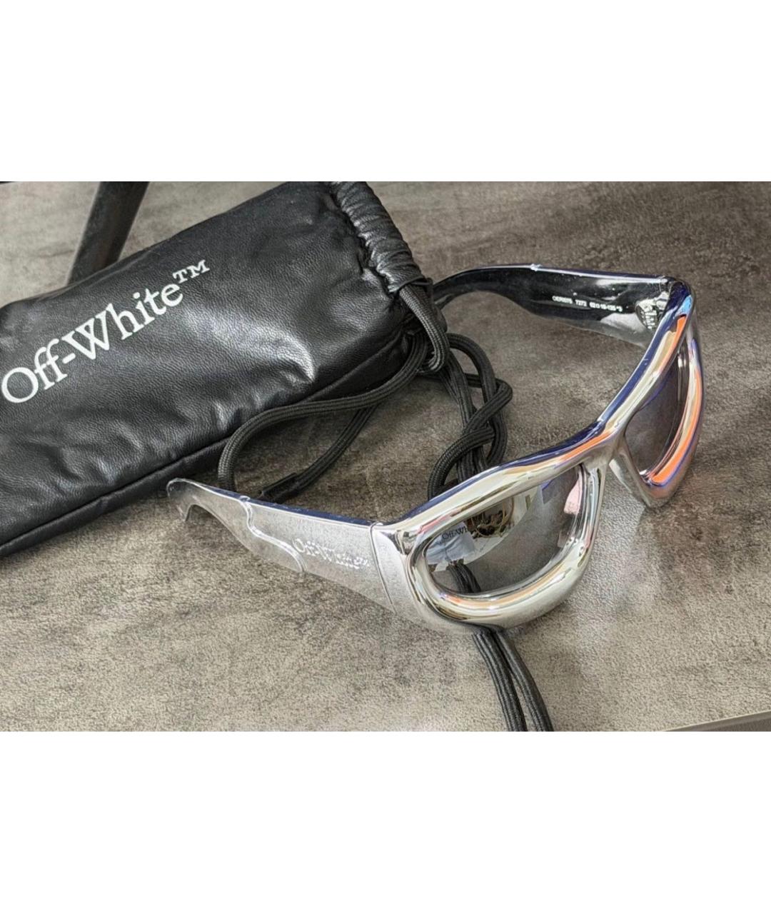 OFF-WHITE Серебряные пластиковые солнцезащитные очки, фото 2