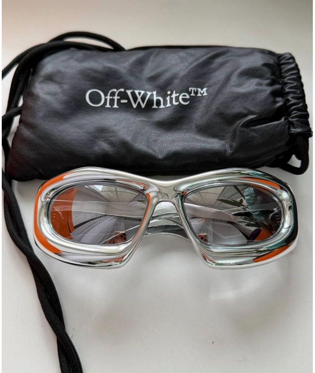 OFF-WHITE Серебряные пластиковые солнцезащитные очки, фото 7