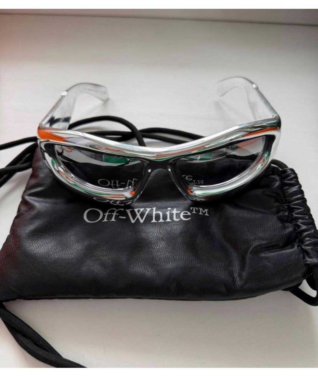 OFF-WHITE Серебряные пластиковые солнцезащитные очки, фото 4