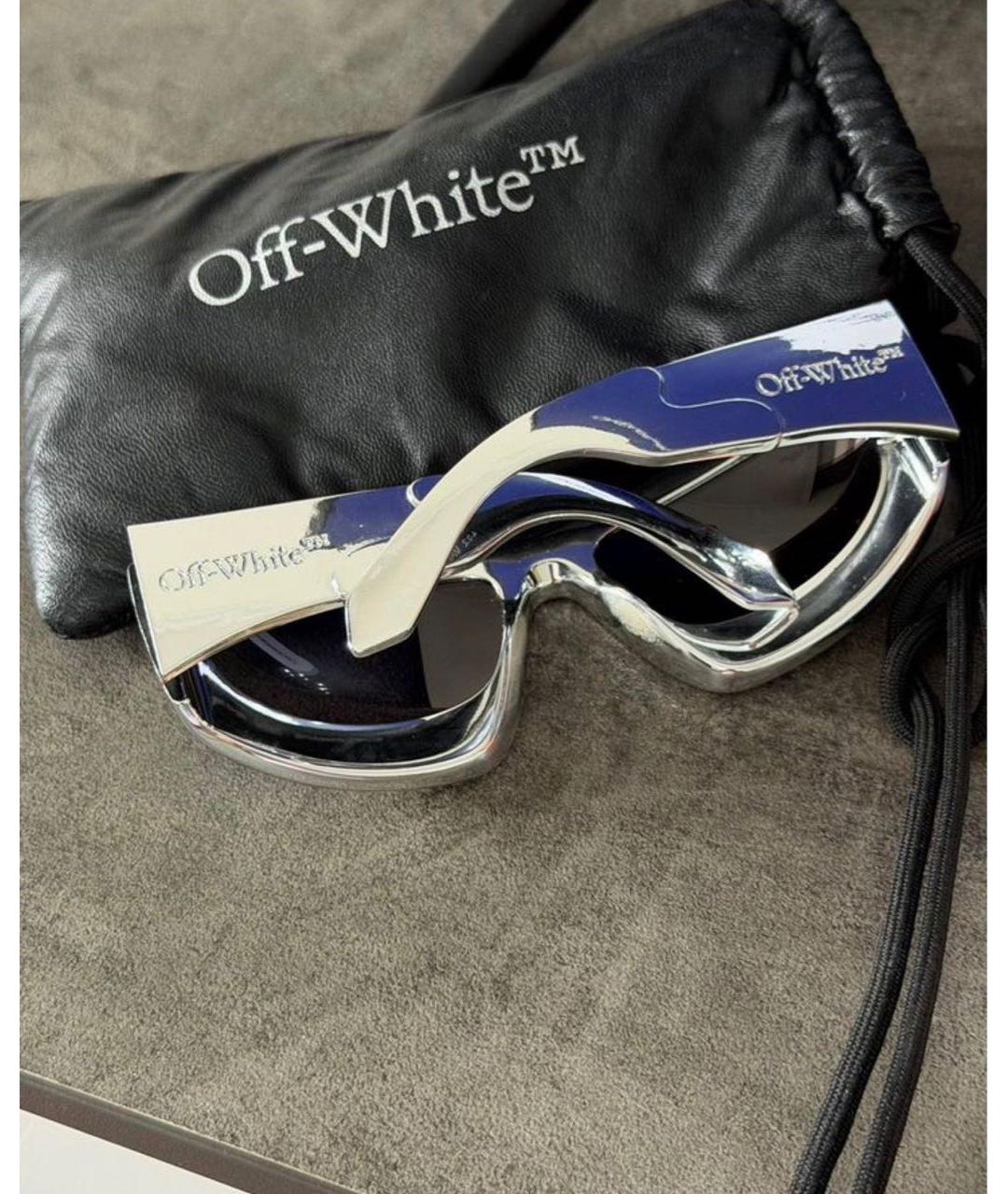 OFF-WHITE Серебряные пластиковые солнцезащитные очки, фото 3