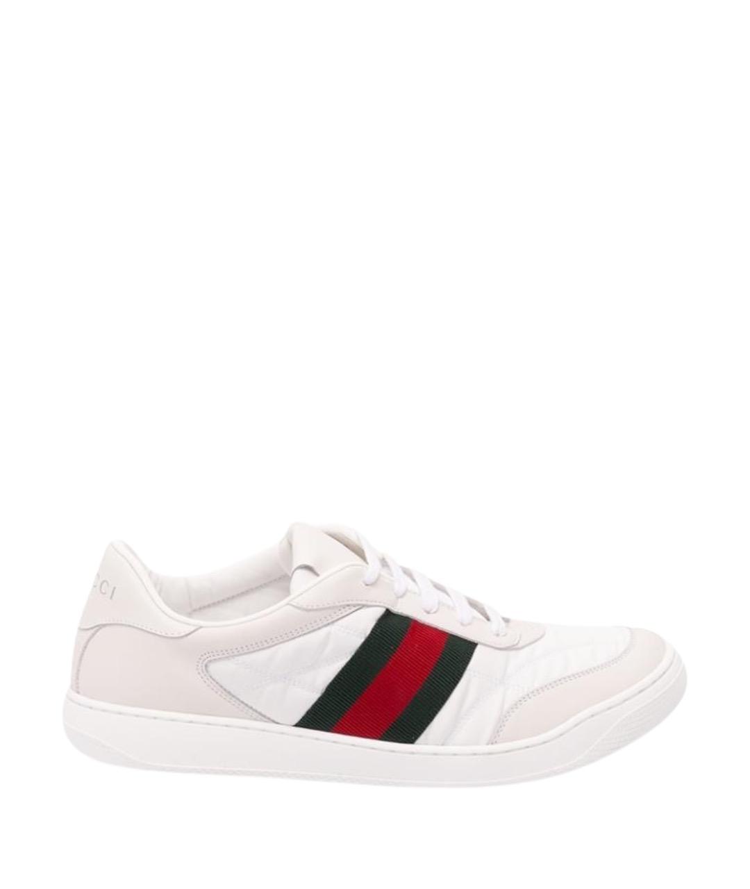 GUCCI Белые текстильные низкие кроссовки / кеды, фото 1