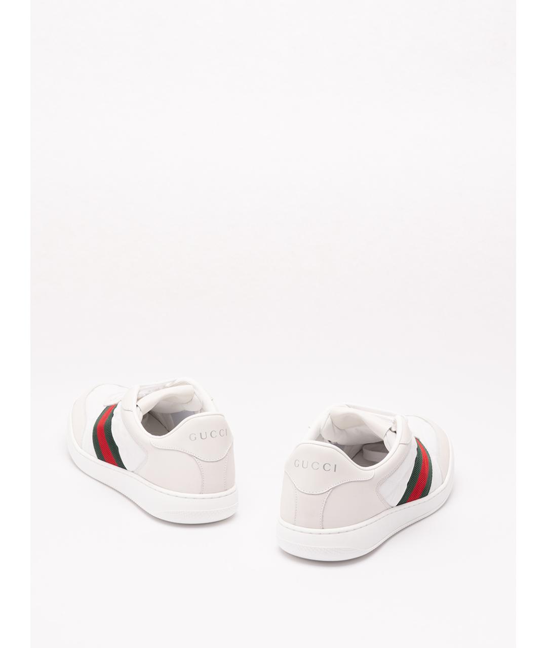 GUCCI Белые текстильные низкие кроссовки / кеды, фото 3