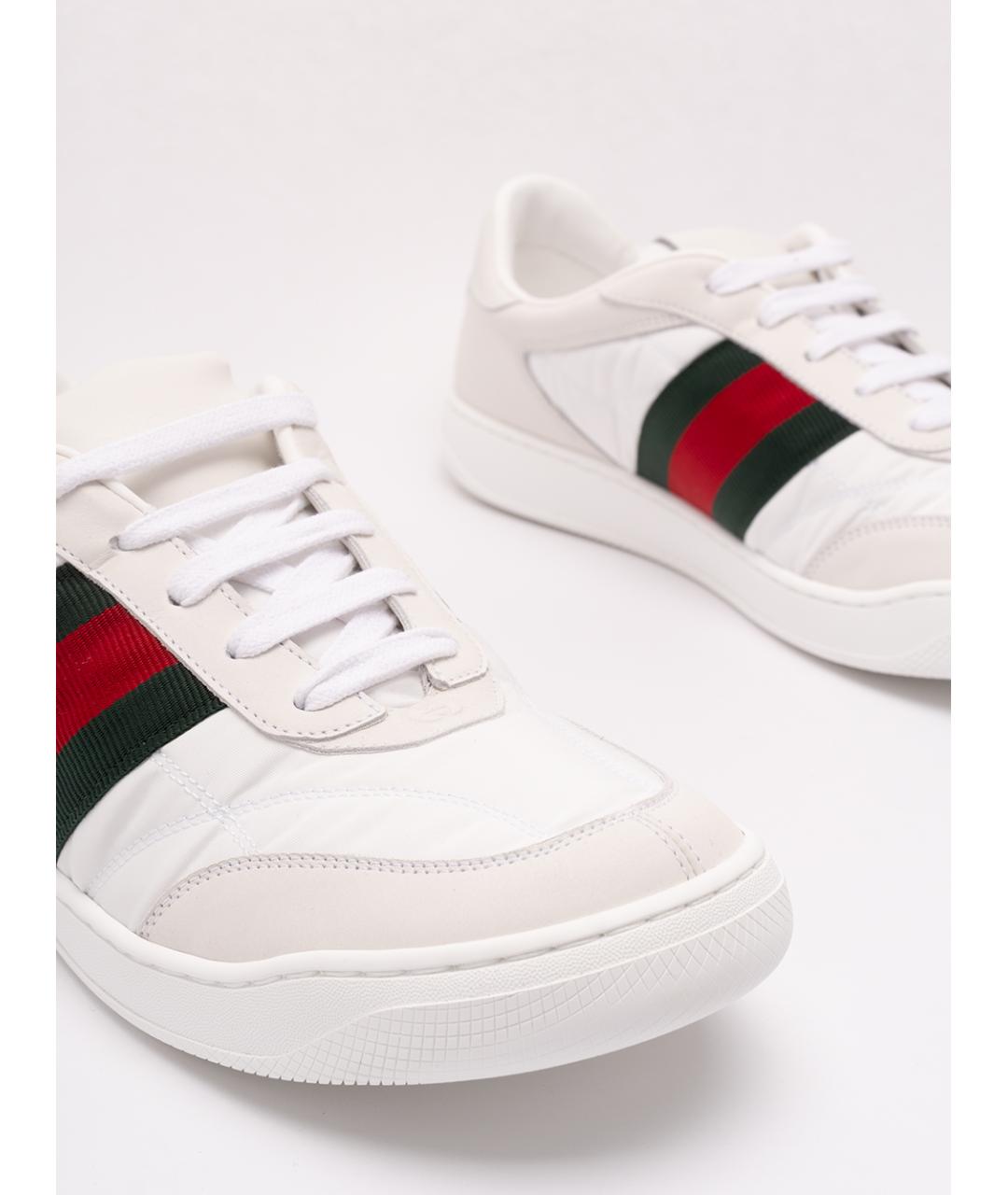 GUCCI Белые текстильные низкие кроссовки / кеды, фото 5