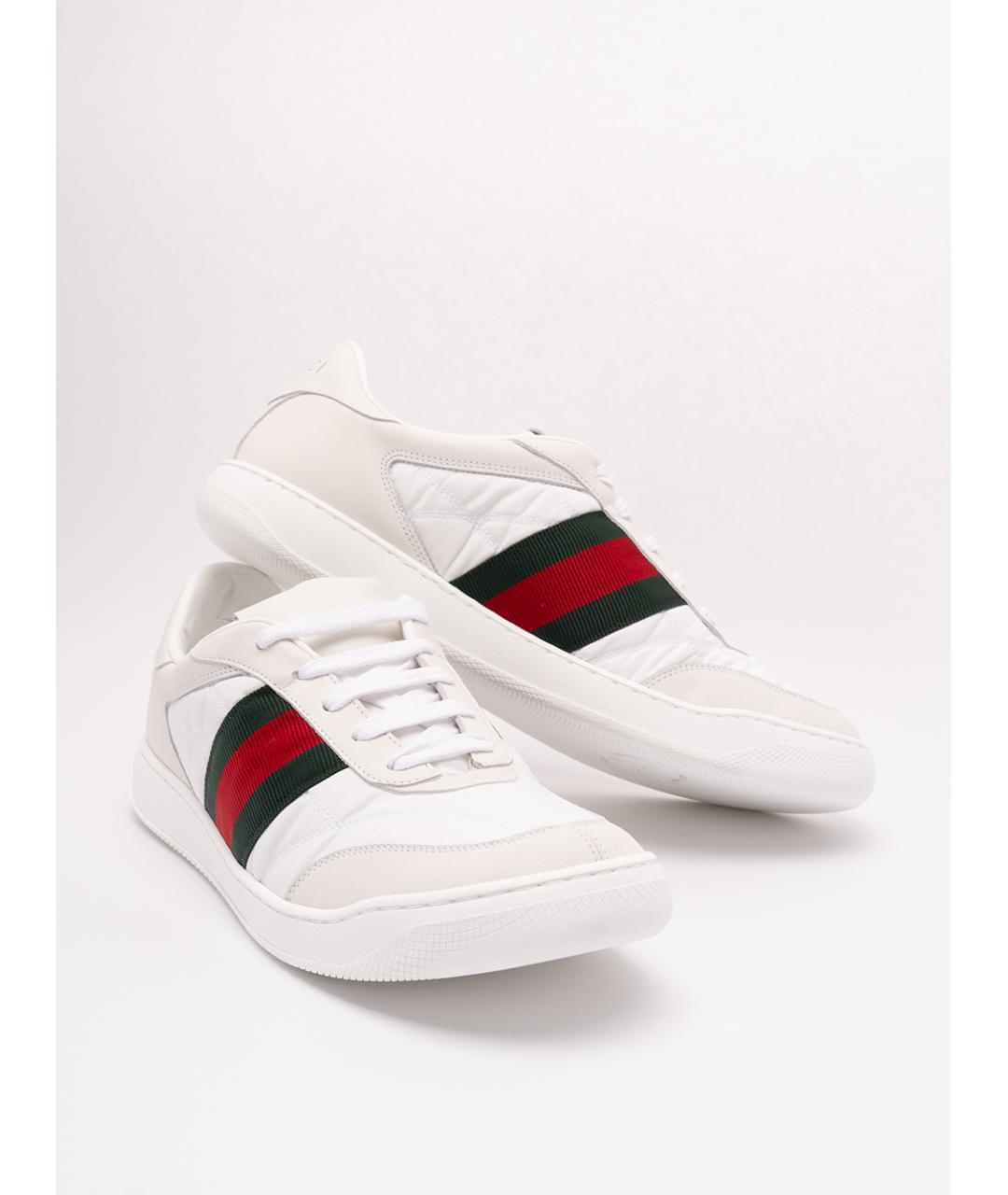 GUCCI Белые текстильные низкие кроссовки / кеды, фото 6