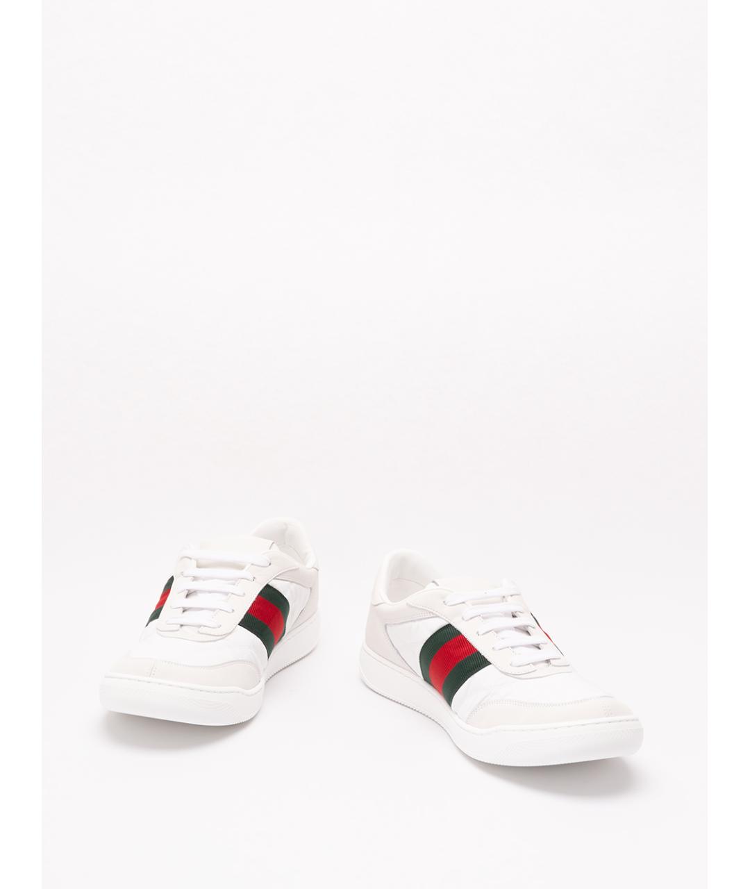 GUCCI Белые текстильные низкие кроссовки / кеды, фото 2
