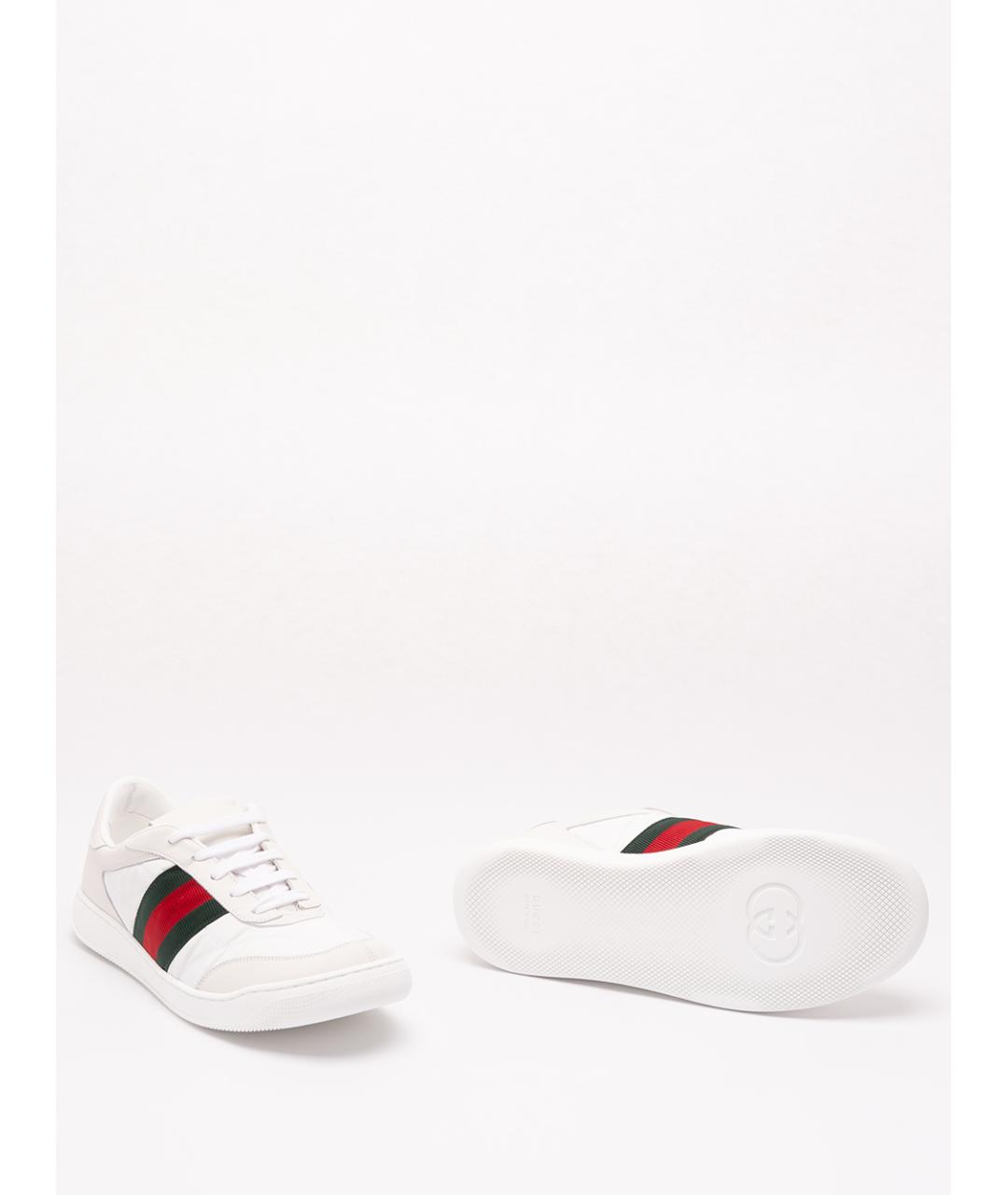 GUCCI Белые текстильные низкие кроссовки / кеды, фото 4