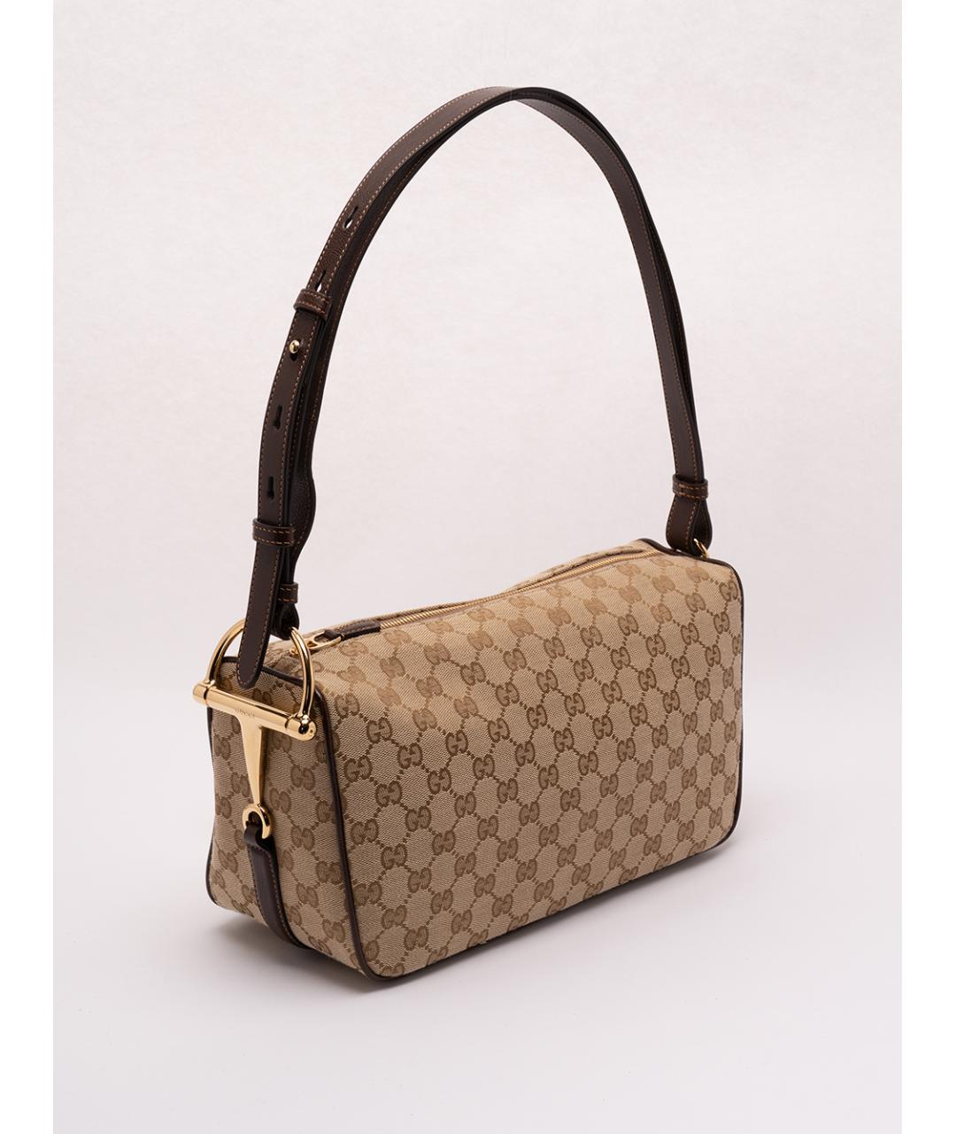 GUCCI Бежевая сумка через плечо из канвы, фото 3