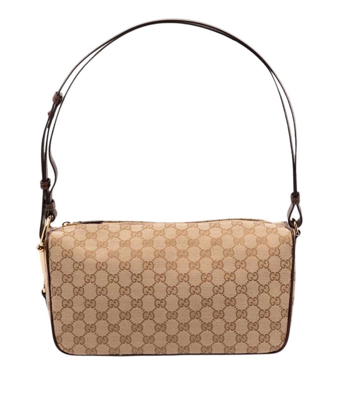 GUCCI Бежевая сумка через плечо из канвы, фото 1