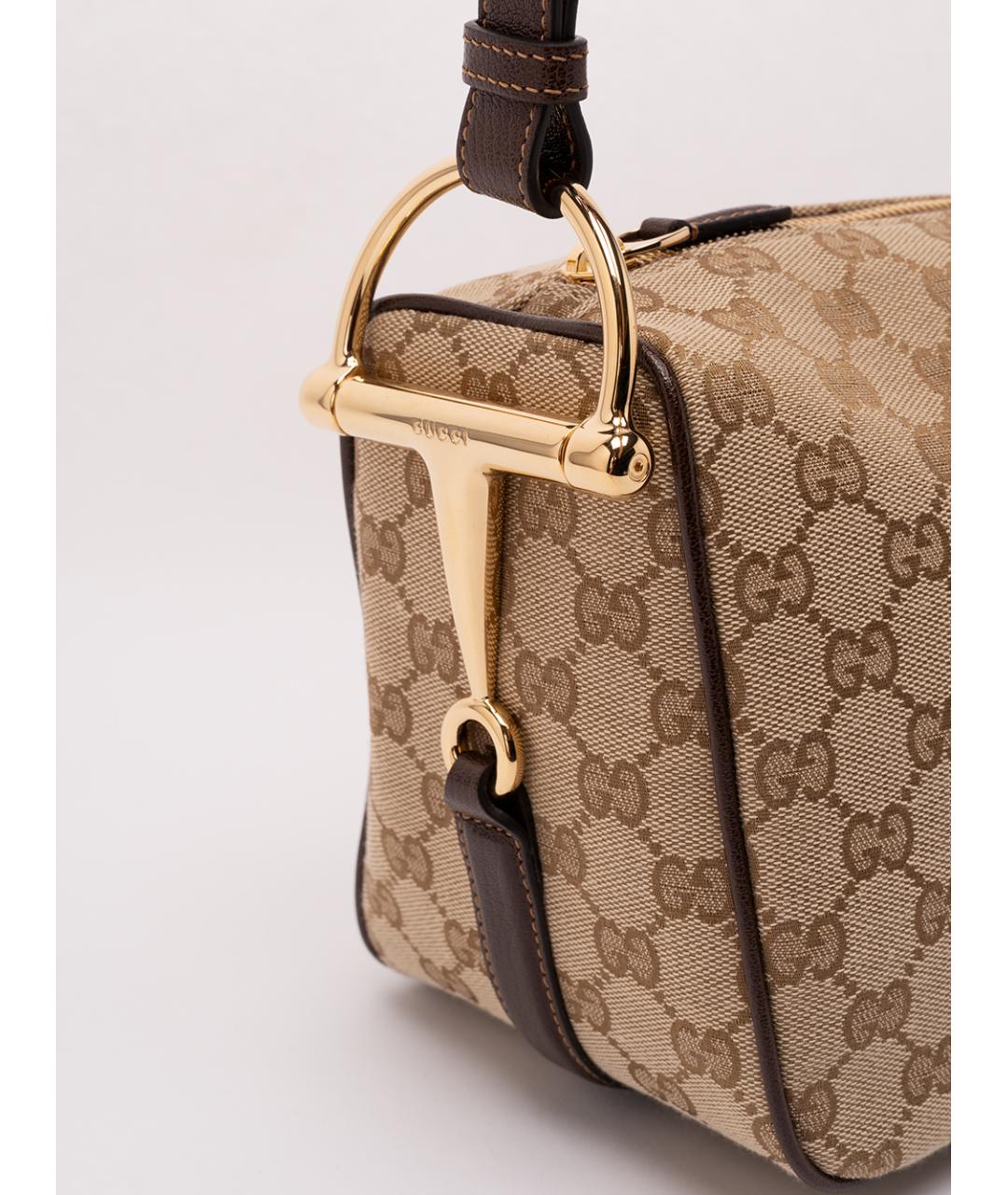 GUCCI Бежевая сумка через плечо из канвы, фото 4