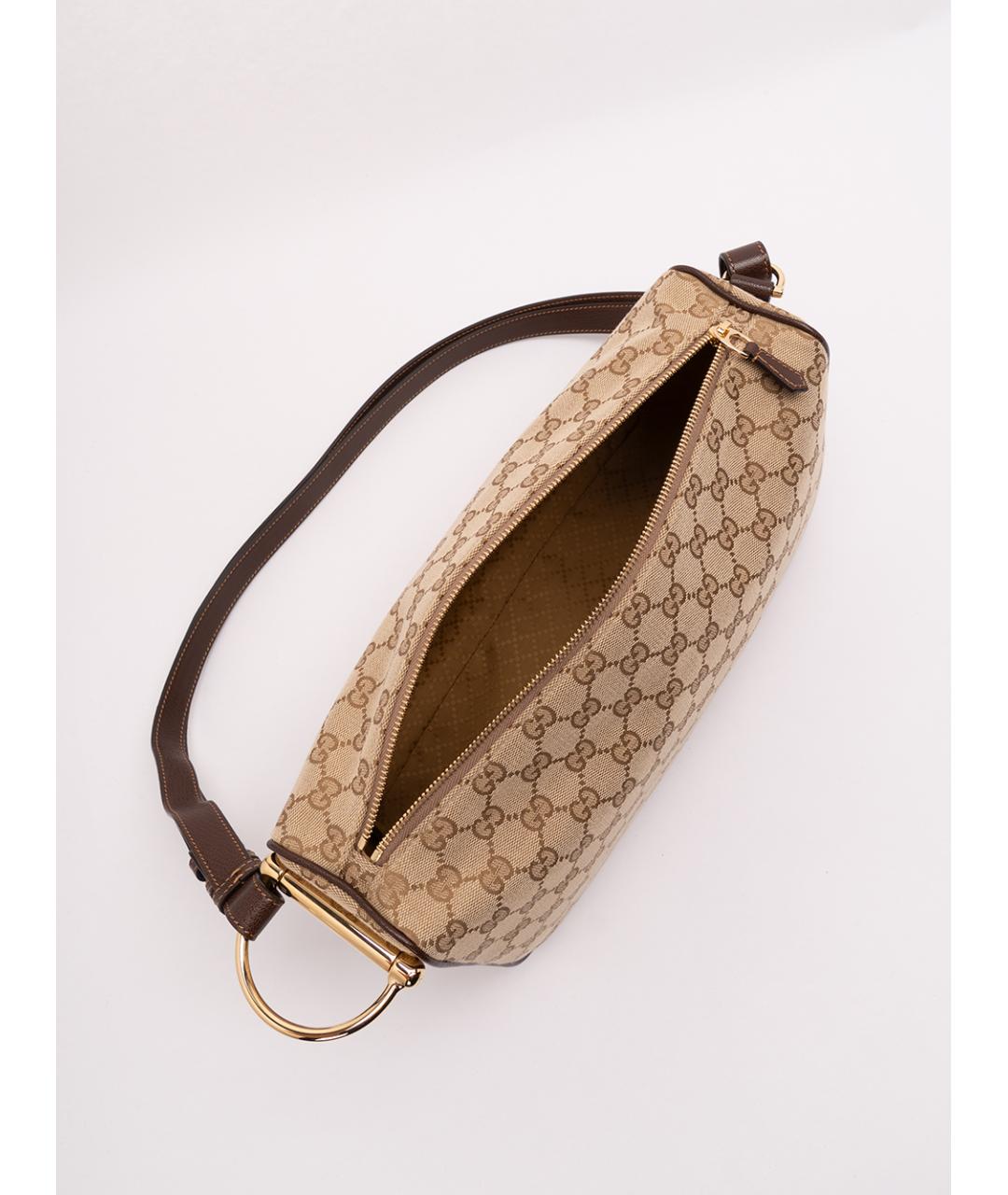 GUCCI Бежевая сумка через плечо из канвы, фото 5