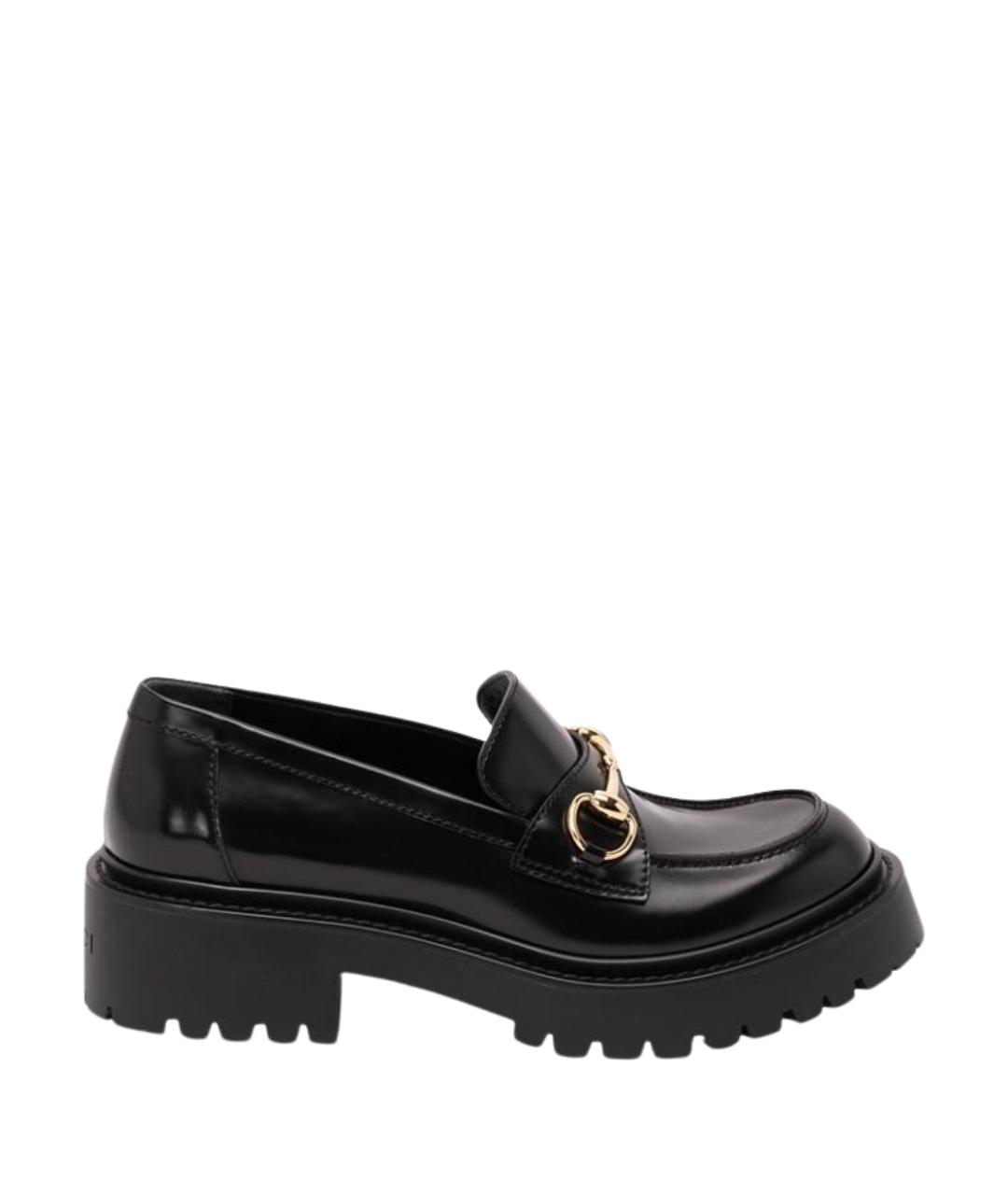 GUCCI Черные кожаные лоферы, фото 1