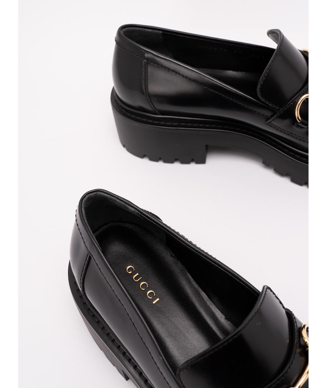 GUCCI Черные кожаные лоферы, фото 6