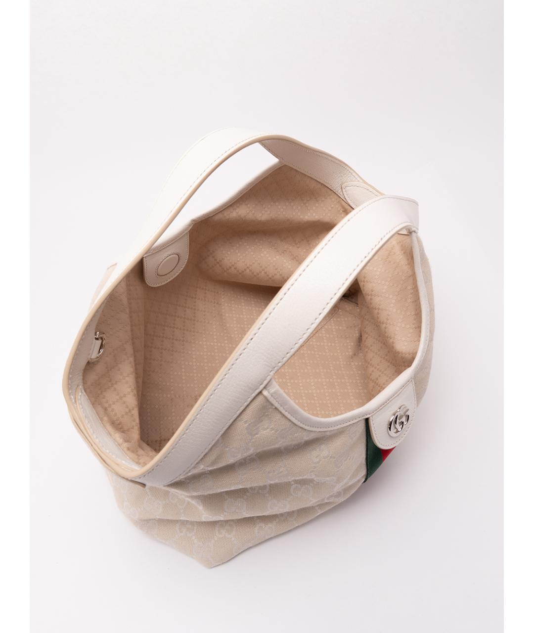 GUCCI Бежевая сумка тоут из канвы, фото 6