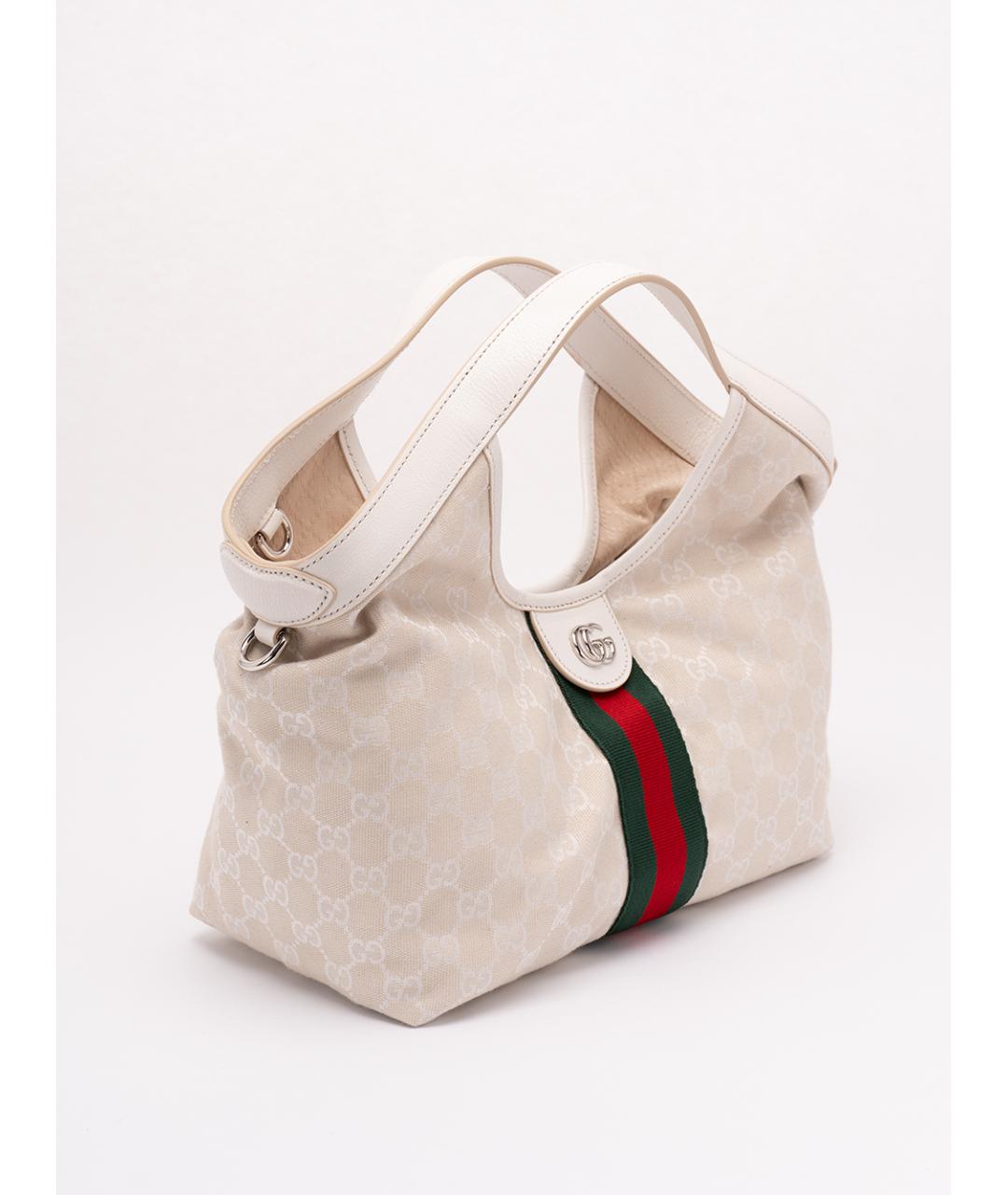 GUCCI Бежевая сумка тоут из канвы, фото 3