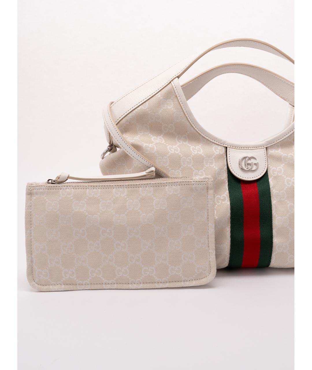 GUCCI Бежевая сумка тоут из канвы, фото 5