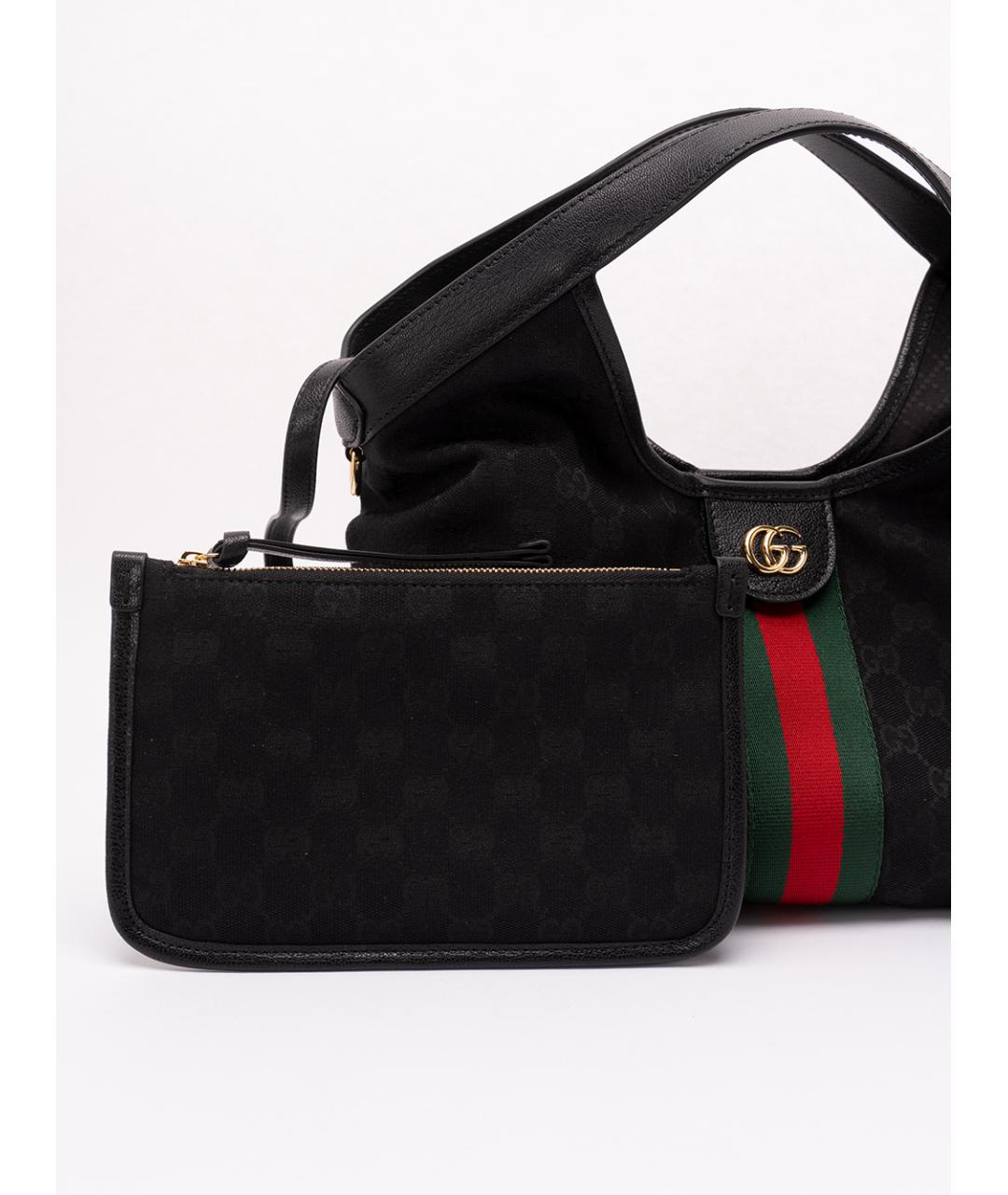 GUCCI Черная сумка тоут из канвы, фото 5