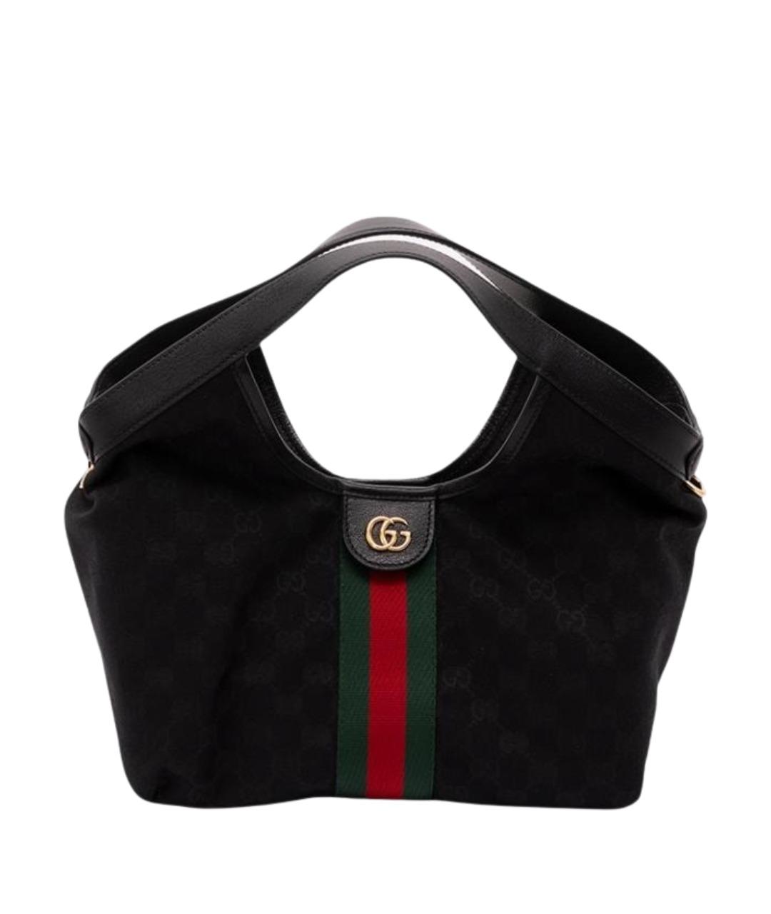 GUCCI Черная сумка тоут из канвы, фото 1