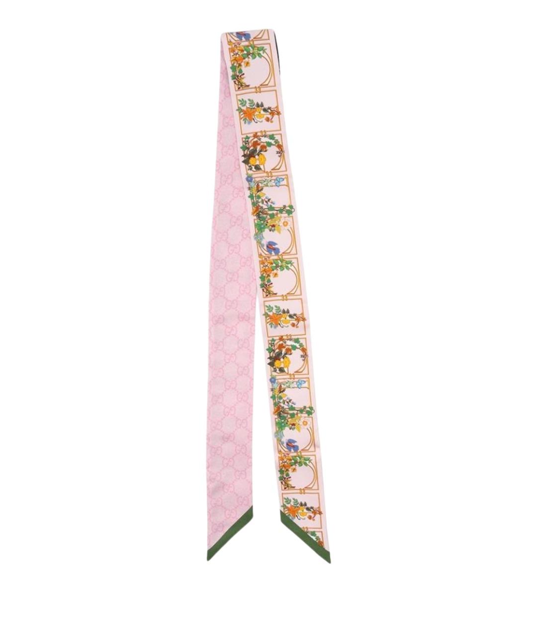 GUCCI Розовый шелковый шарф, фото 1