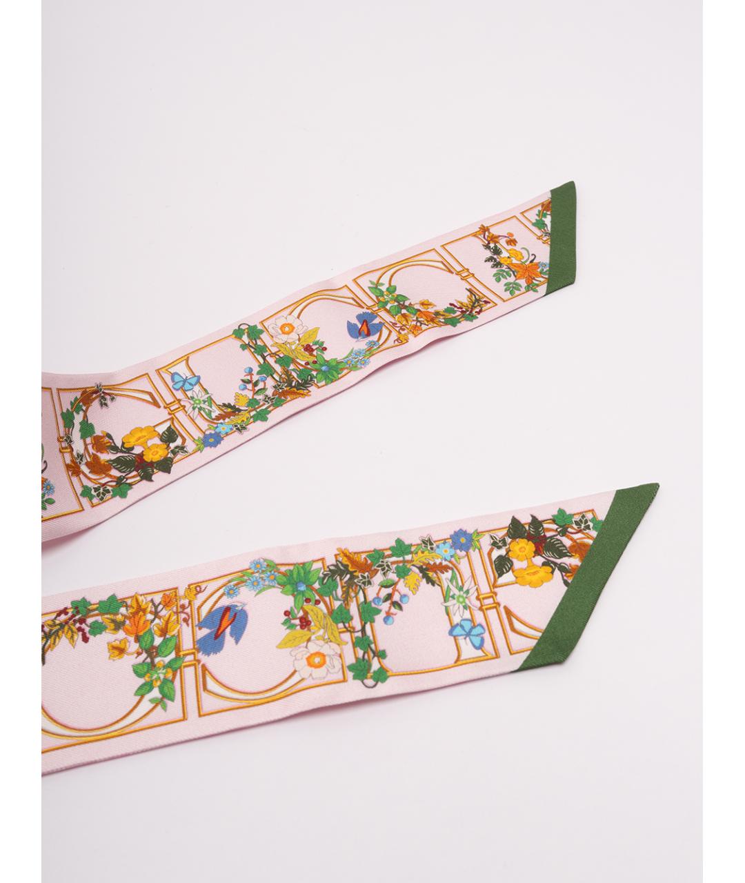 GUCCI Розовый шелковый шарф, фото 2