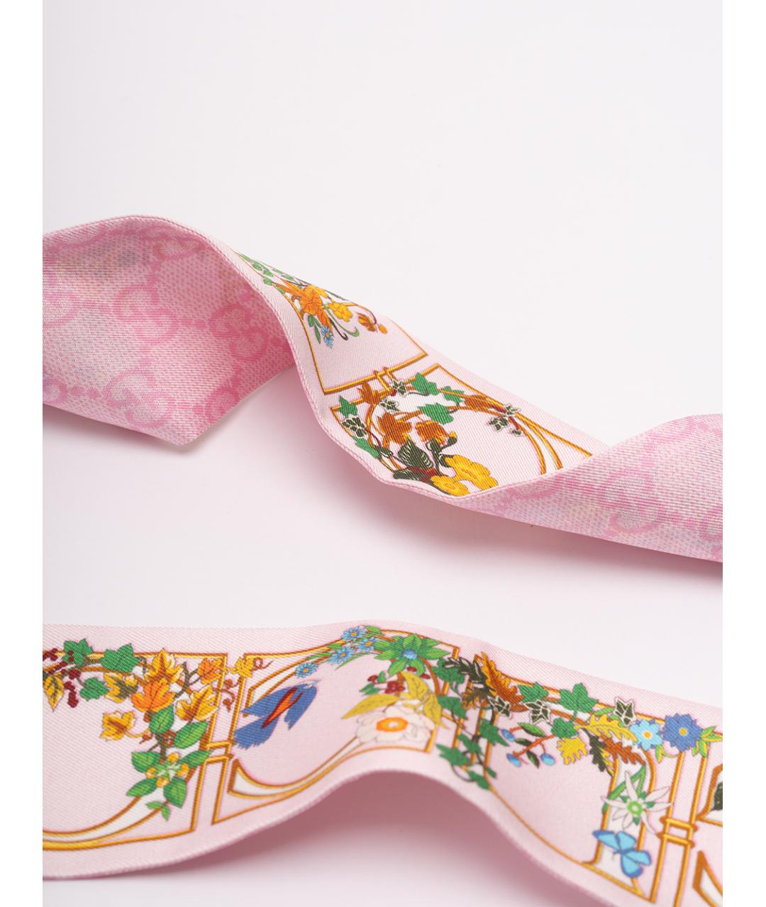 GUCCI Розовый шелковый шарф, фото 3