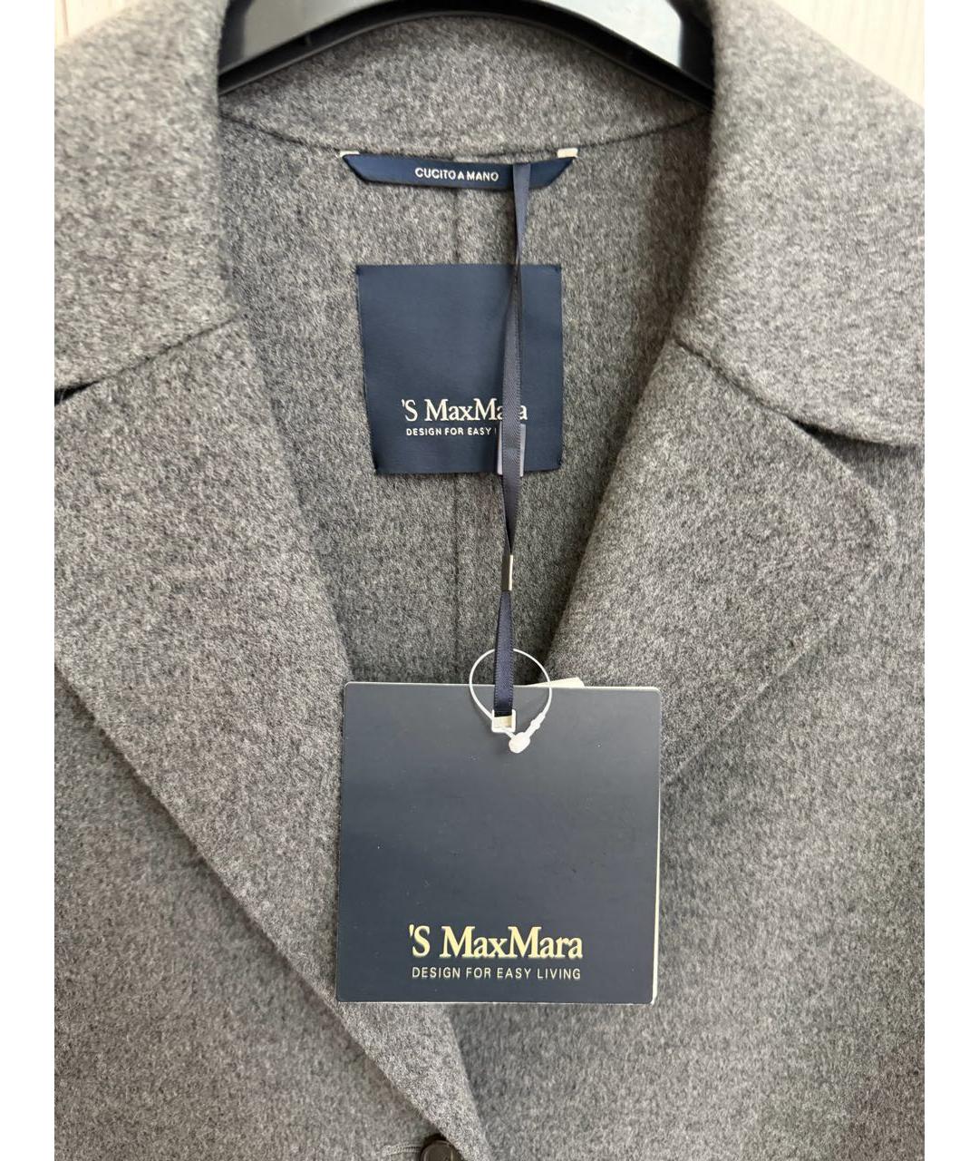 'S MAX MARA Антрацитовое шерстяное пальто, фото 5