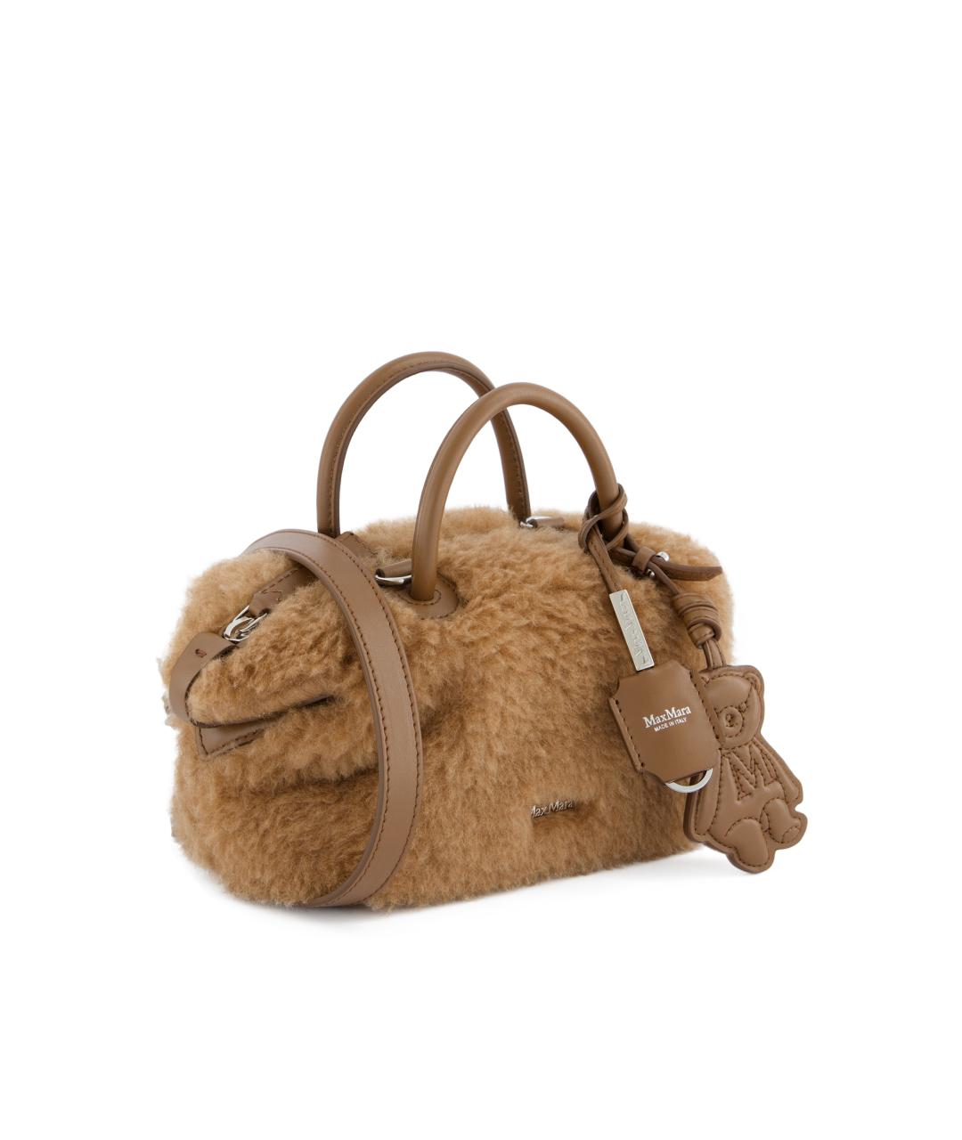 MAX MARA Коричневая шерстяная сумка с короткими ручками, фото 3