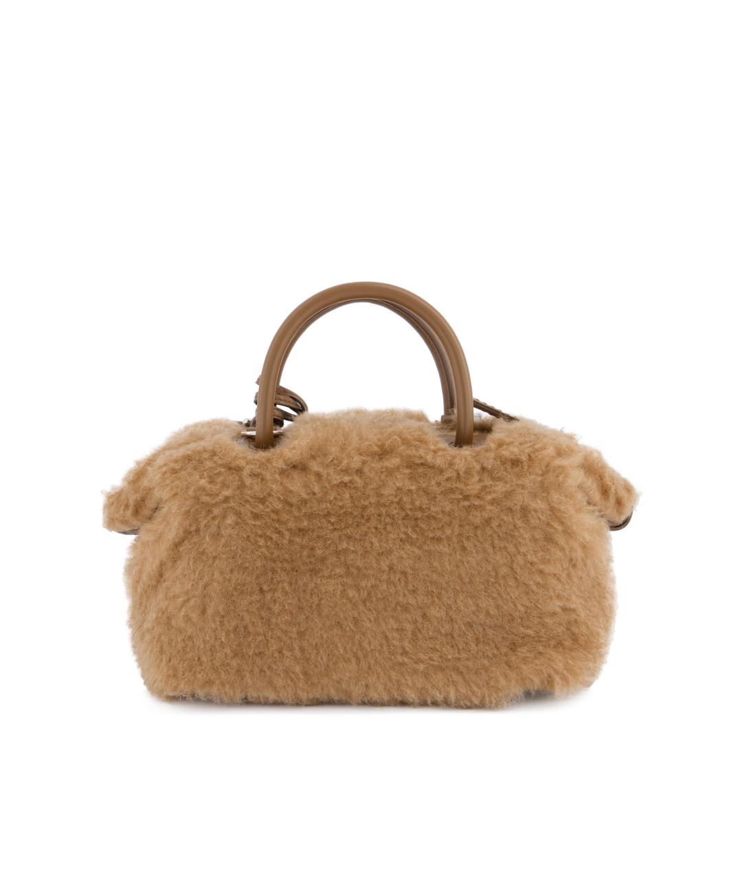 MAX MARA Коричневая шерстяная сумка с короткими ручками, фото 2