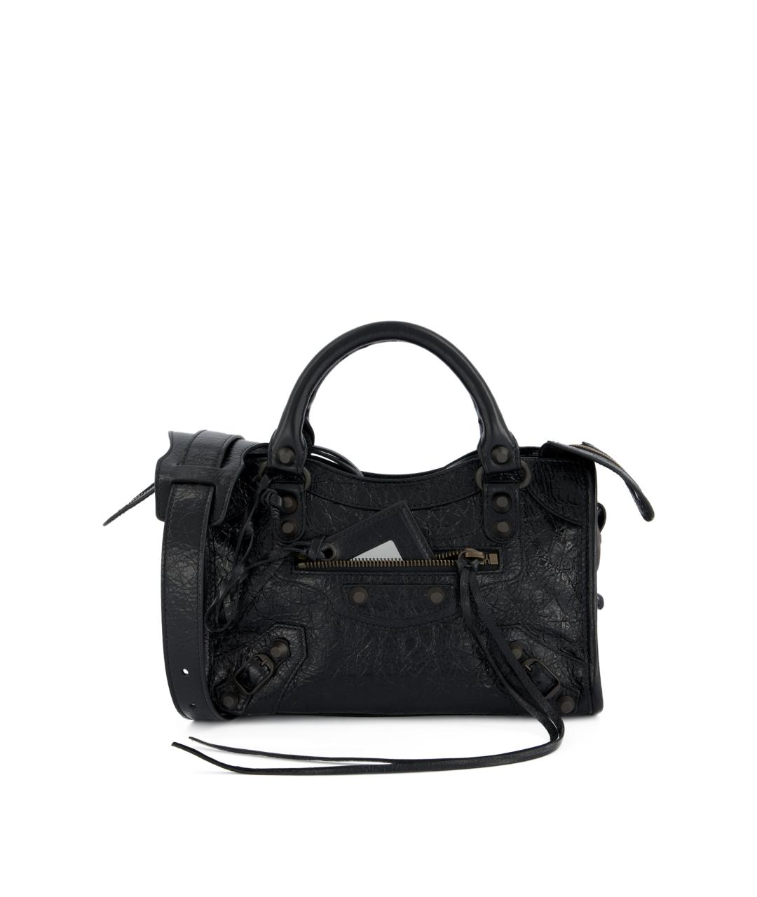 BALENCIAGA Черная кожаная сумка тоут, фото 5