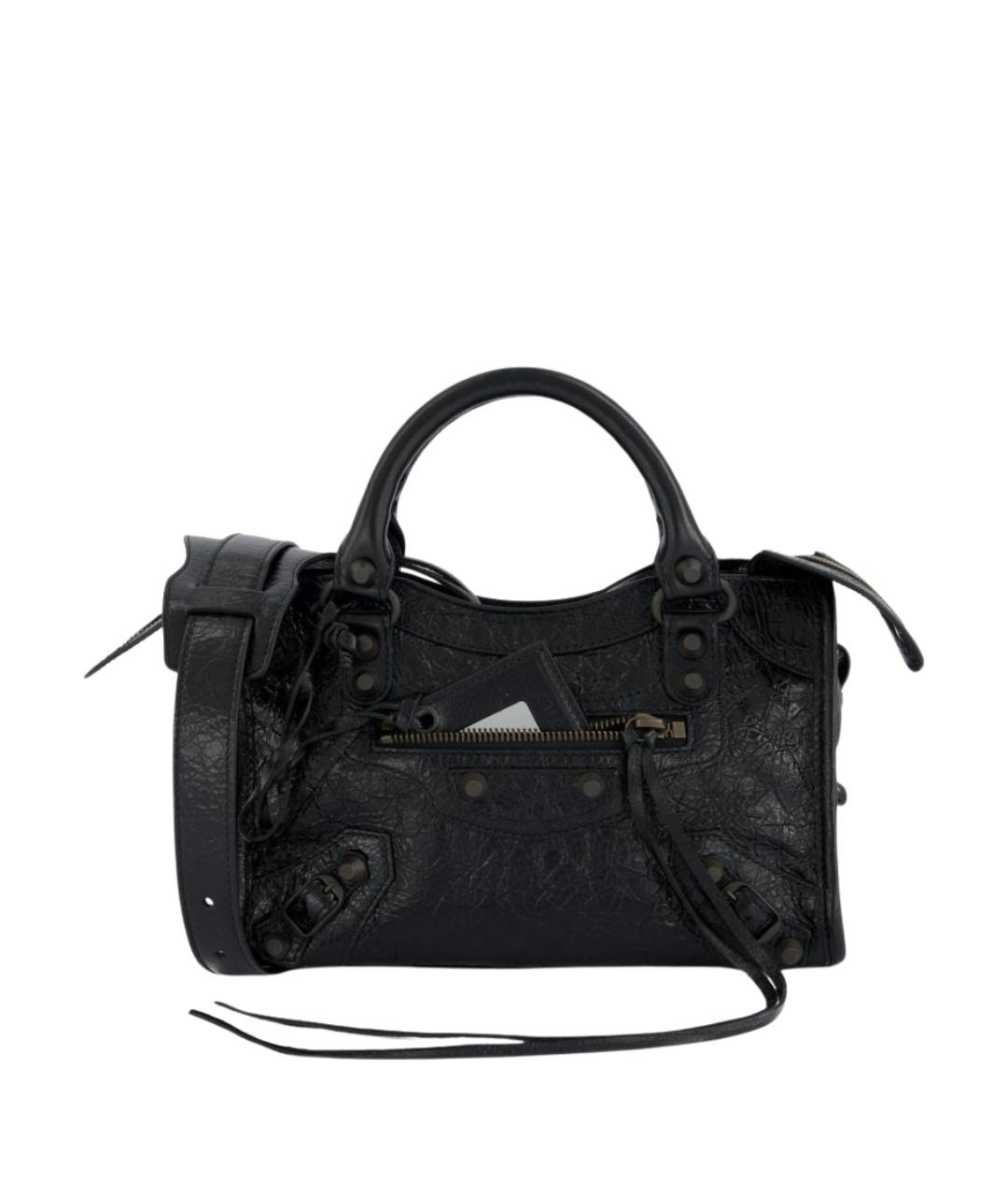 BALENCIAGA Черная кожаная сумка тоут, фото 1