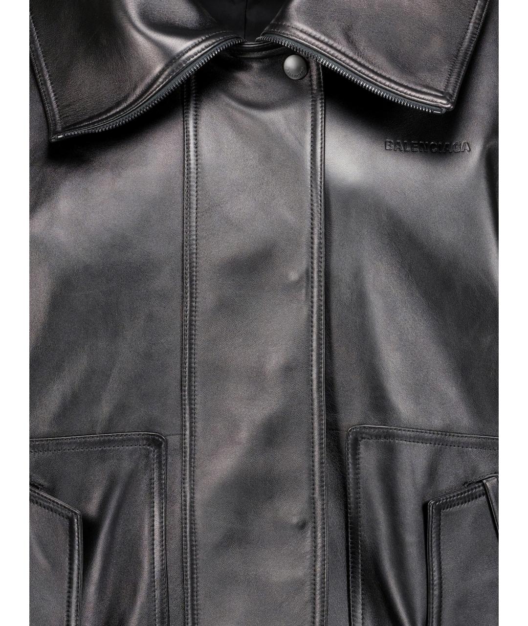 BALENCIAGA Черная кожаная куртка, фото 4