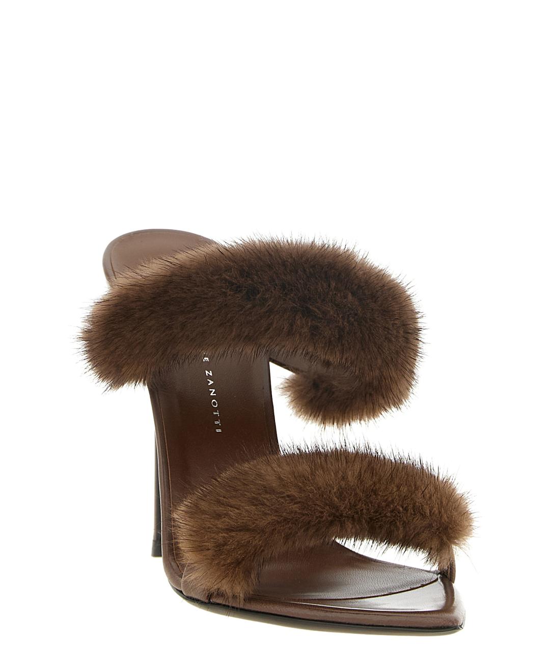 GIUSEPPE ZANOTTI DESIGN Коричневые кожаные мюли, фото 2