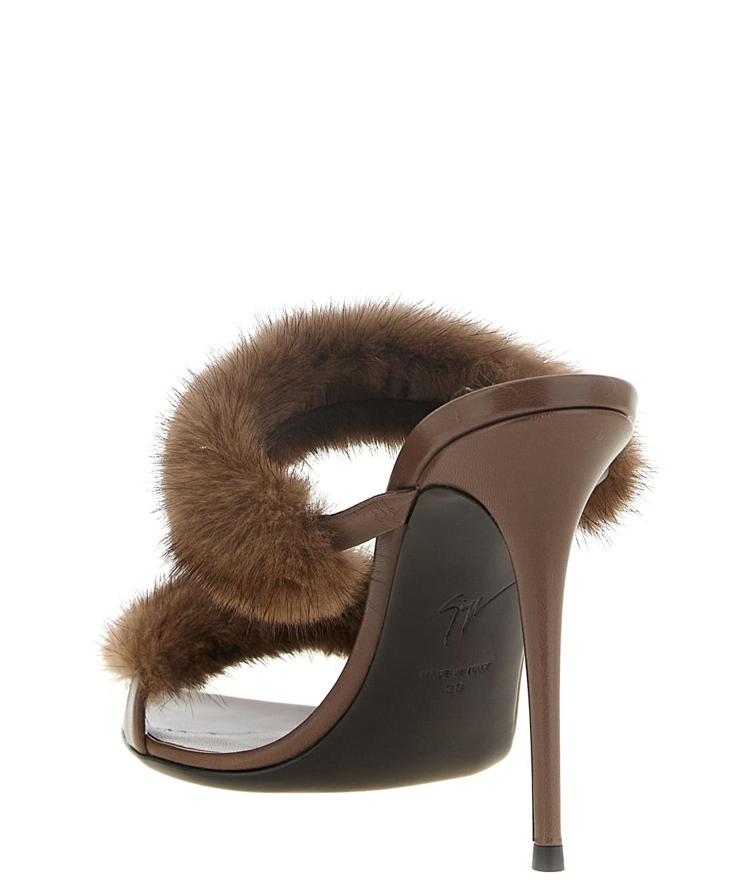 GIUSEPPE ZANOTTI DESIGN Коричневые кожаные мюли, фото 3