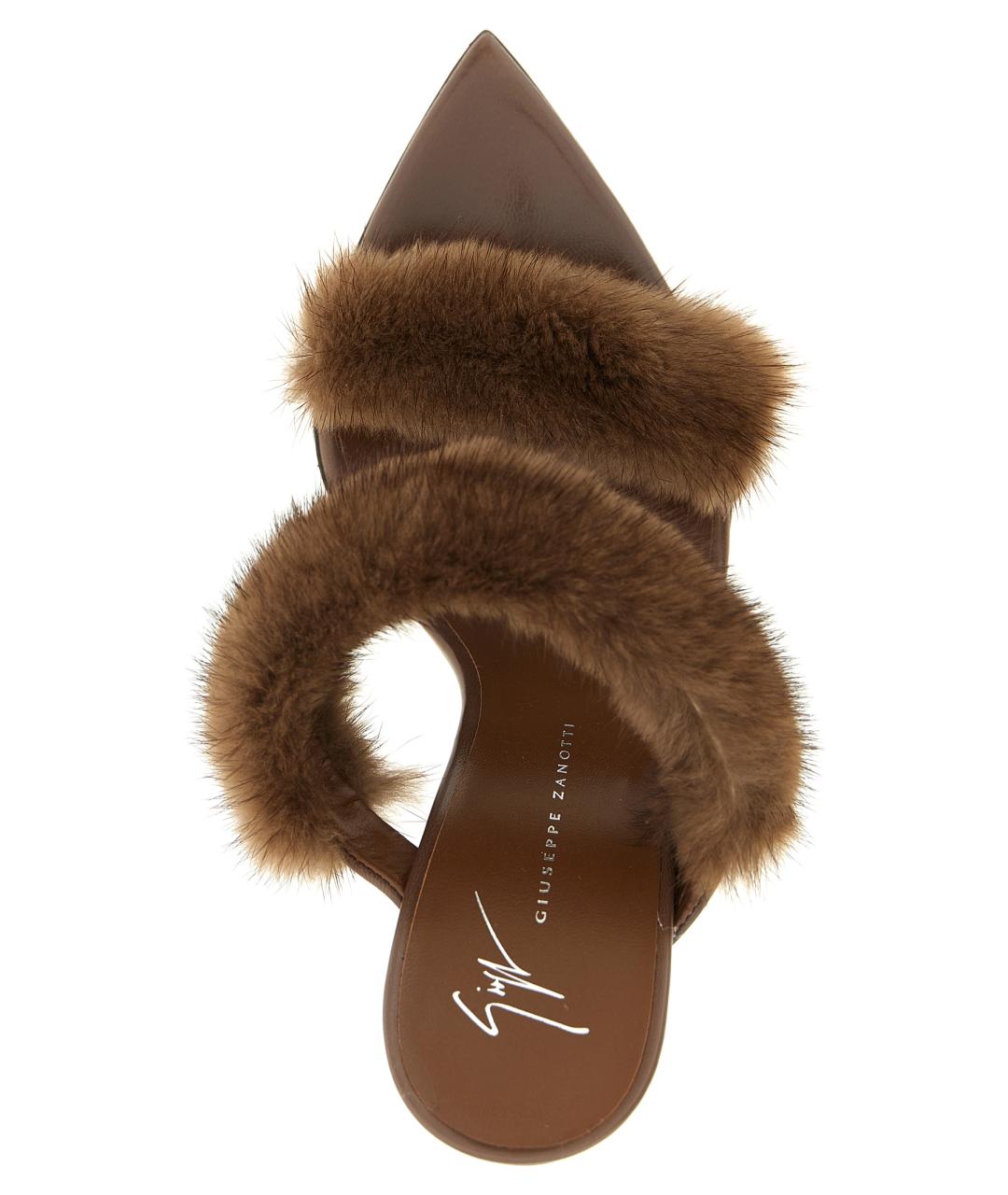 GIUSEPPE ZANOTTI DESIGN Коричневые кожаные мюли, фото 4