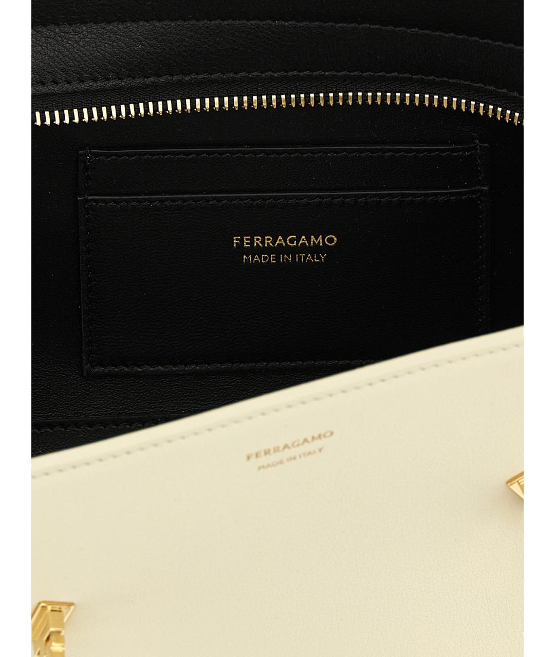 FERRAGAMO Белая кожаная сумка через плечо, фото 4