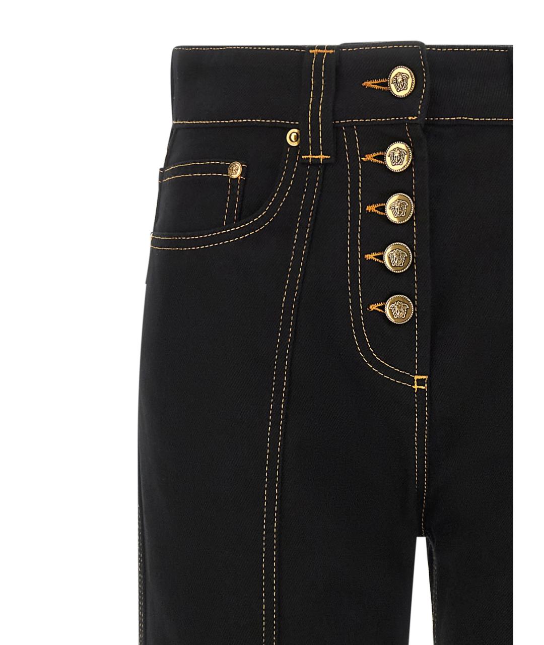 VERSACE Черные хлопковые прямые джинсы, фото 3