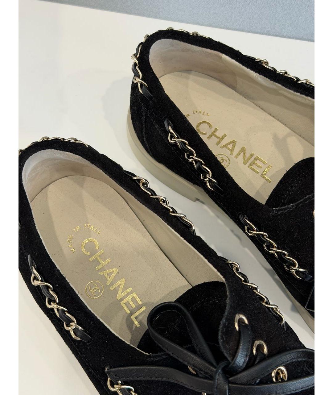 CHANEL Черные замшевые лоферы, фото 6