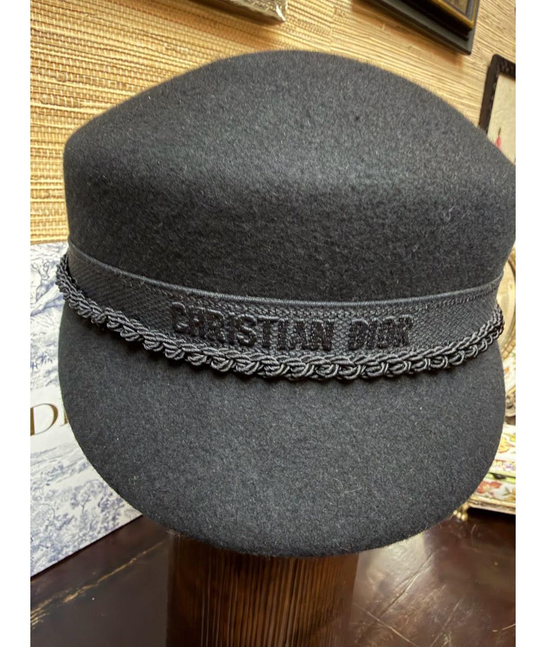 CHRISTIAN DIOR Черная шерстяная кепка, фото 8