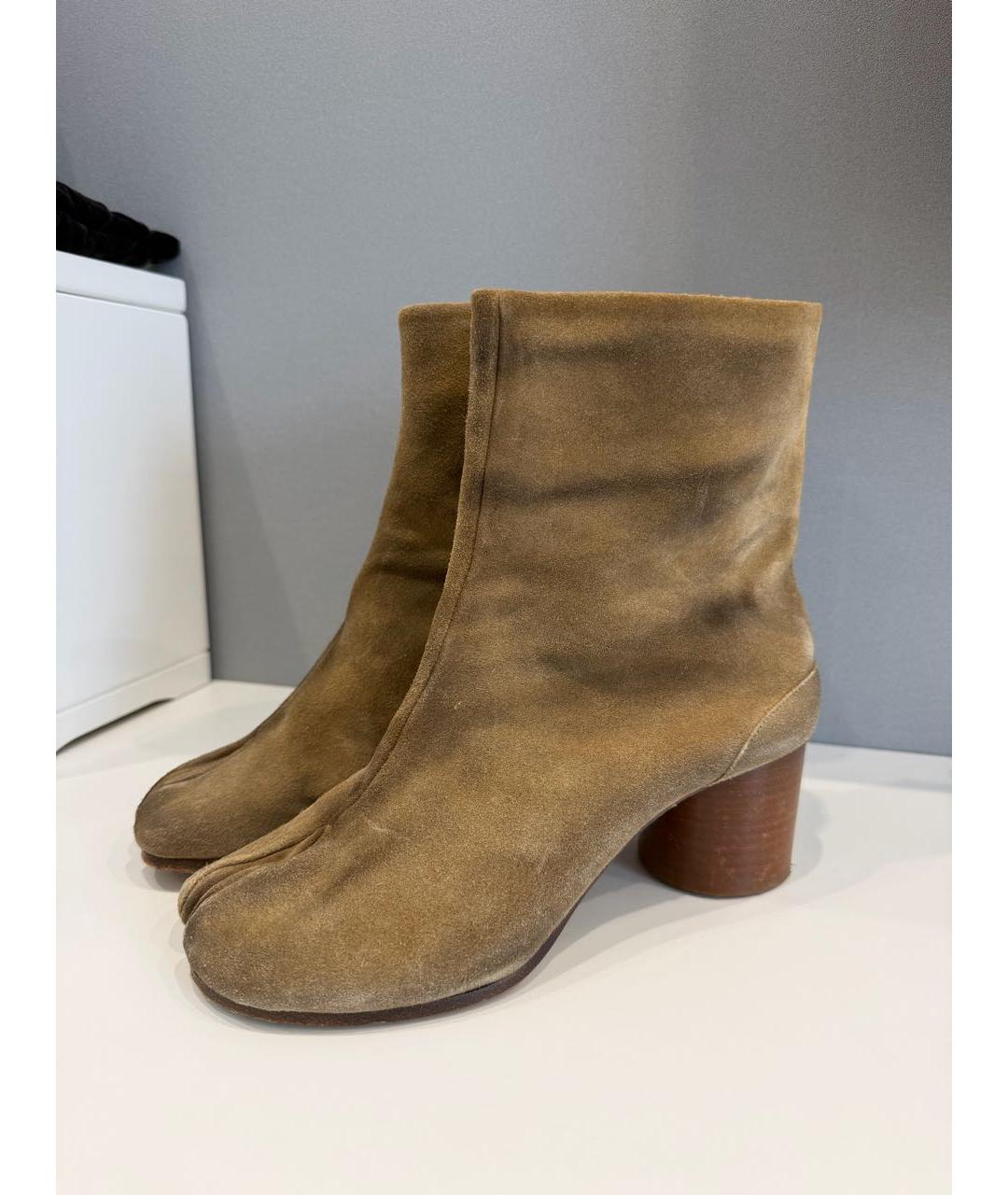 MAISON MARGIELA Коричневые замшевые ботильоны, фото 2
