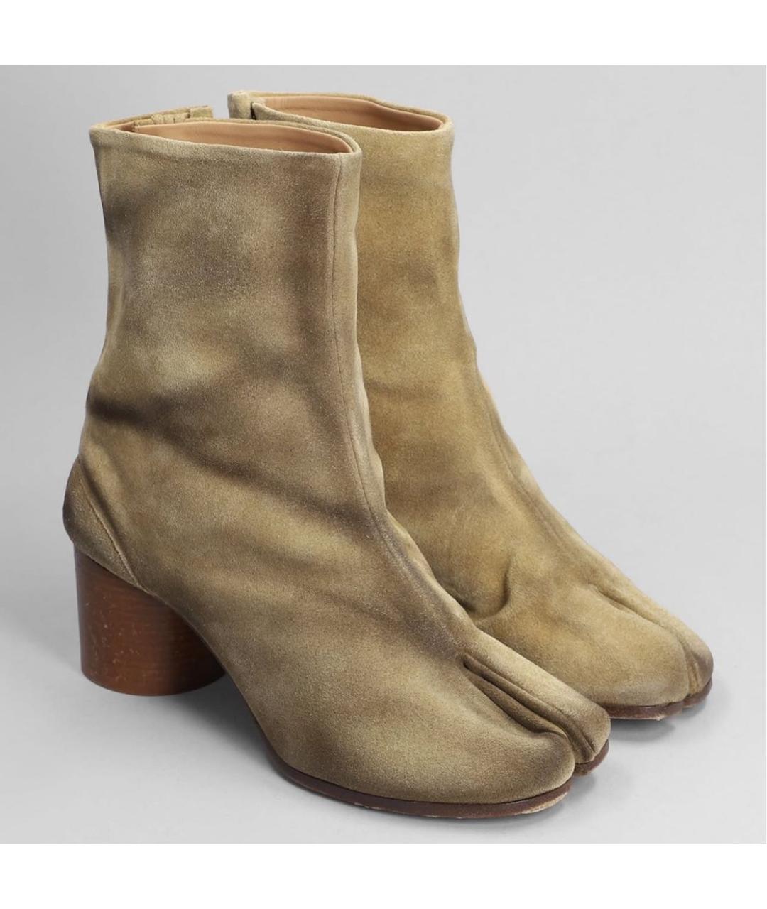 MAISON MARGIELA Коричневые замшевые ботильоны, фото 9