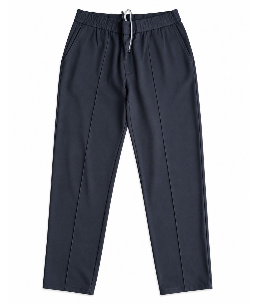 EMPORIO ARMANI Темно-синие хлопковые повседневные брюки, фото 1