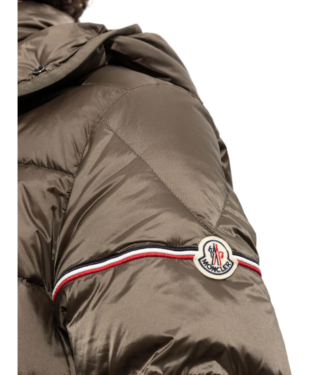 MONCLER Зеленый полиамидовый пуховик, фото 4